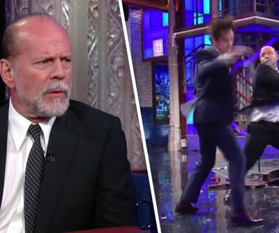 Bruce Willis kavga sahnelerini canlı yayında gösterdi