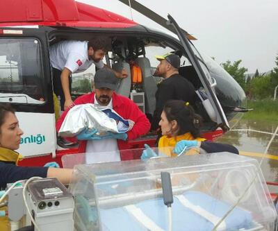 Bebeğin imdadına helikopter ambulans yetişti