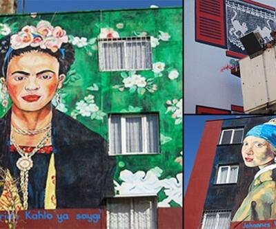 Toplu konut duvarlarını resimlerle süsledi: 'Frida'da inecek var'