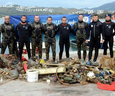 Bodrum'da denizden 700 kilo çöp çıktı