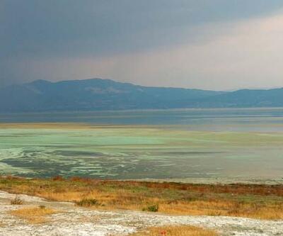Burdur Gölü'nün alg patlamasıyla rengi değişti