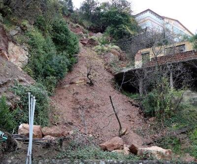 Zonguldak'ta heyelan: Akaryakıt istasyonunun duvarı yıkıldı