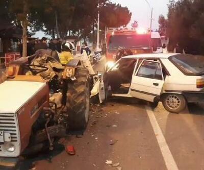 İznik'te traktör ile otomobil çarpıştı: 2 yaralı