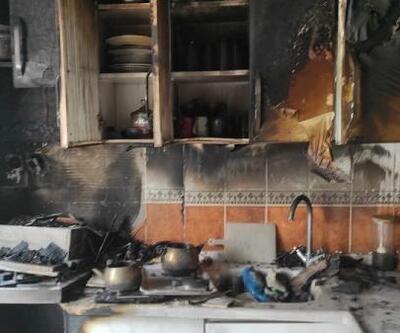Ocaktan unutulan yemekten yangın çıktı, evde hasar oluştu