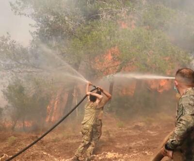 Kıbrıs'ta Mehmetçikten yangınla mücadeleye destek