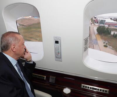 SON DAKİKA: Cumhurbaşkanı Erdoğan selden etkilenen Akyurt'u havadan inceledi
