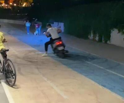 Beykoz'da bisiklet yolunda drift yaptı