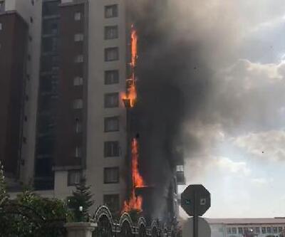 12 katlı apartmanın dış cephesi yandı