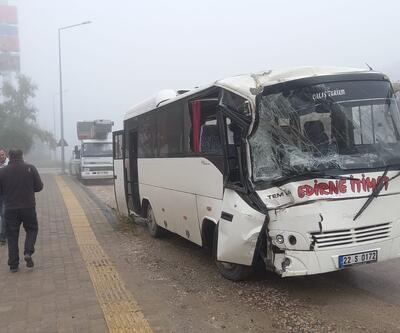 Edirne'de servis midibüsü kazası: 20 yaralı