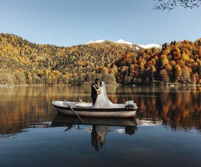 Borçka-Karagöl sonbaharda düğün çekimlerinin gözde mekanı