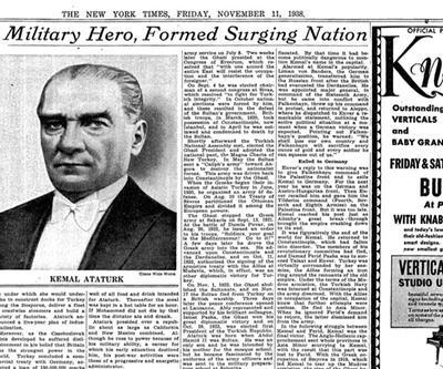 10 Kasım 1938'de dünya gazetelerinde manşet: Bir milleti ayağa kaldıran kahraman
