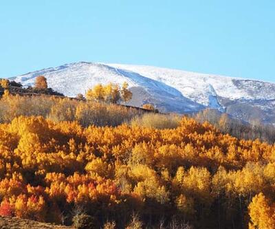 Muş’ta karlı dağlarla birleşen sonbahar güzelliği hayran bırakıyor