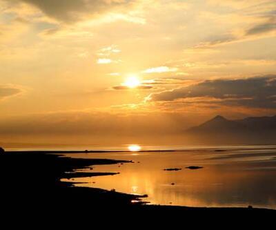 Burdur Gölü'nde 'gün batımı' güzelliği