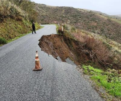 California’da aşırı yağış sonrası yol çöktü
