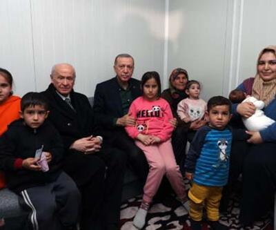 Cumhurbaşkanı Erdoğan ve MHP lideri Bahçeli, konteyner kenti ziyaret etti