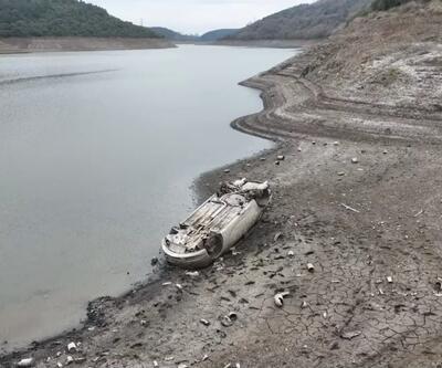 İstanbul'daki barajlar kuruyor! Alibey Barajı'nda su çekildi, otomobil ortaya çıktı