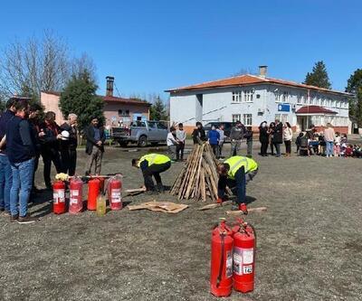 Samsun'da ortaokul öğrencilerine yangın tatbikatı