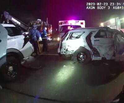 ABD'de trafik polisi araçlarına çekici çarptı