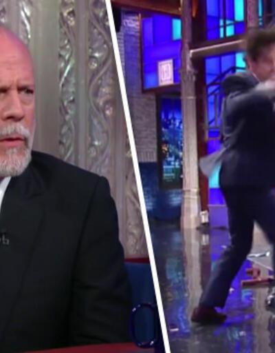 Bruce Willis kavga sahnelerini canlı yayında gösterdi