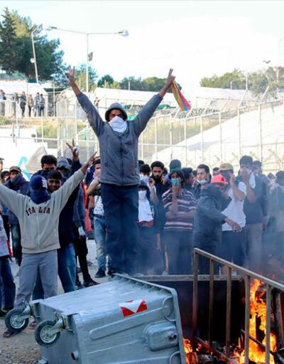 Midilli'de sığınmacı kampında isyan