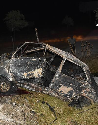 Takla atan otomobil yandı: 1 ölü, 5 yaralı