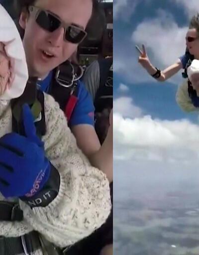 102 yaşında paraşütle atlayış yaptı