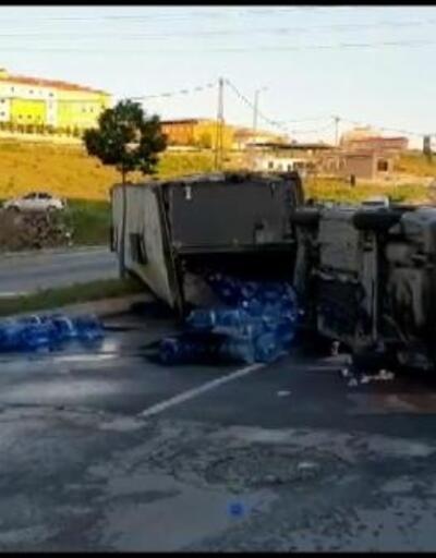 Çatalca'da freni patlayan kamyon otomobili altına aldı: 4 yaralı