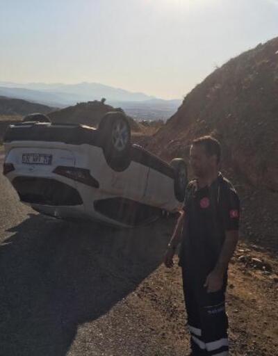 Bingöl'de takla atan otomobilin sürücüsü yaralandı