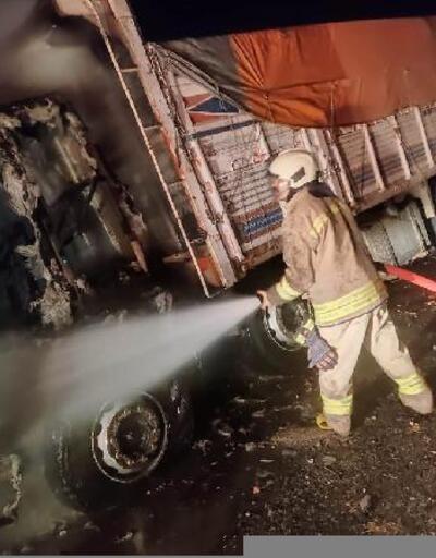 Mardin'de mısır yüklü kamyon yandı