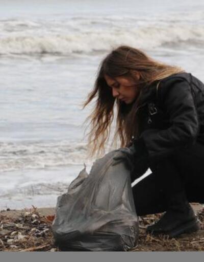 Samsun'da üniversitelilerden sahil temizliği