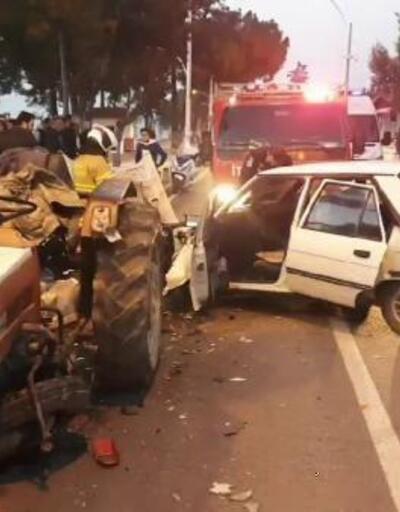 İznik'te traktör ile otomobil çarpıştı: 2 yaralı