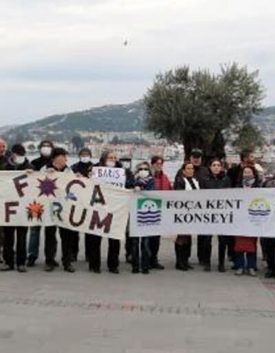 Rusya'nın Ukrayna'yı işgali Foça'da protesto edildi
