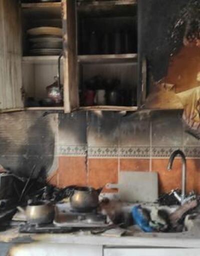 Ocaktan unutulan yemekten yangın çıktı, evde hasar oluştu