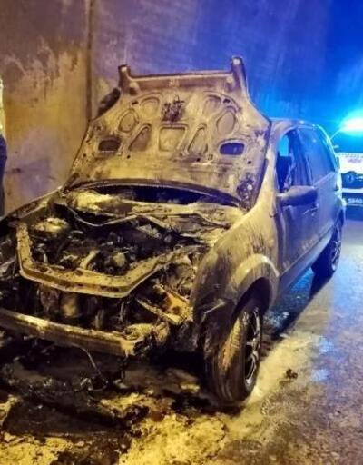 Bolu Dağı Tüneli'nde otomobil yandı