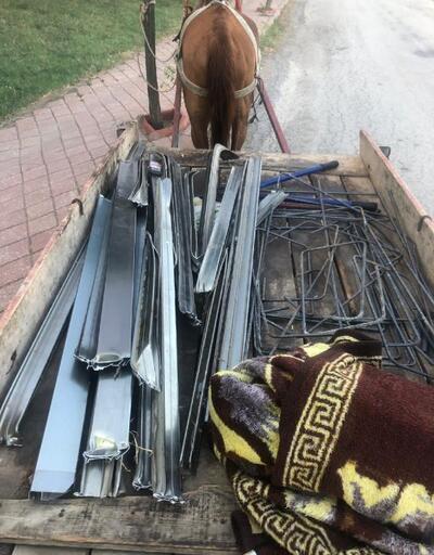 Edirne'de at arabasıyla inşaattan demir çalan 2 şüpheli yakalandı