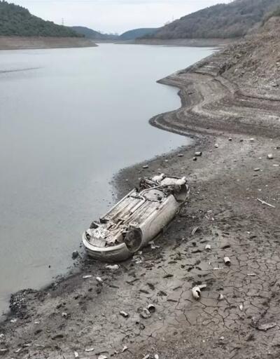 İstanbul'daki barajlar kuruyor! Alibey Barajı'nda su çekildi, otomobil ortaya çıktı