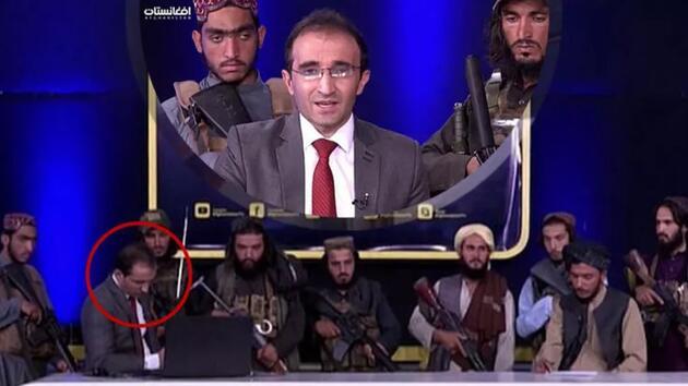 Dünyanın konuştuğu anlar: Taliban televizyon stüdyosuna böyle girdi