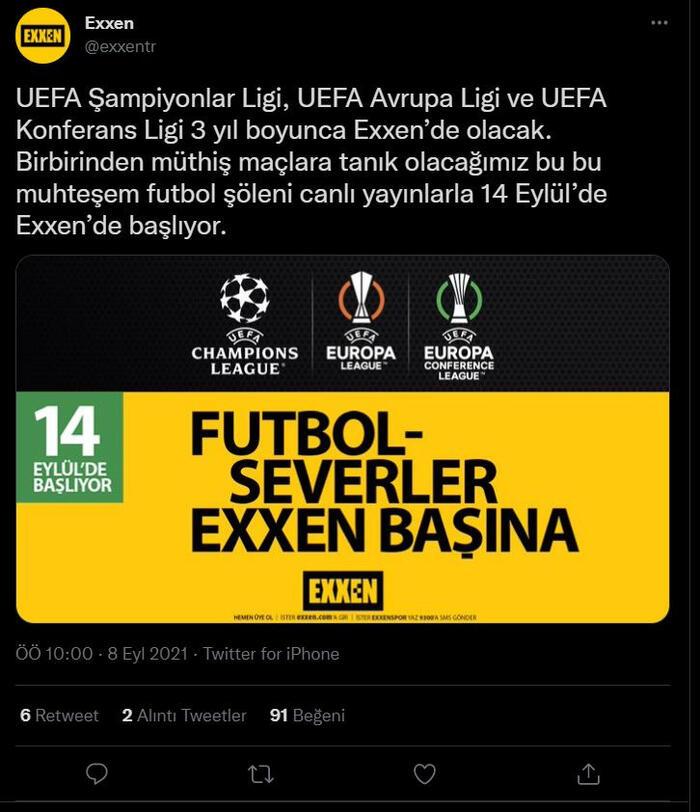 Exxen Mac Paketi Uyelik Fiyatlari 2021 Uefa Sampiyonlar Ligi Avrupa Ligi Ve Konferans Ligi Exxen Spor Uyelik Fiyatlari Ne Kadar Ayaksizgazete