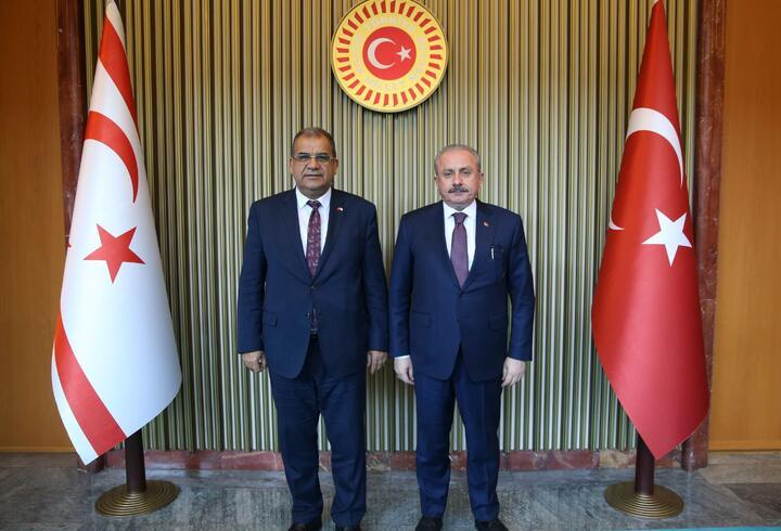 TBMM Başkanı Şentop, KKTC Başbakanı Sucuoğlu'nu kabul etti