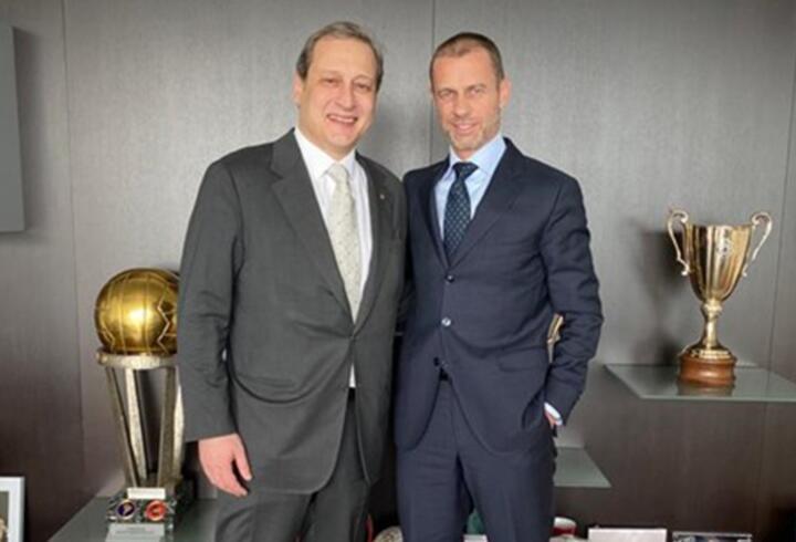 Burak Elmas UEFA Başkanı Ceferin'i ziyaret etti