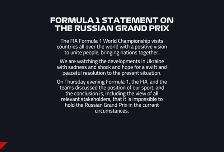 Son dakika... Rusya Formula 1 takviminden çıkartıldı