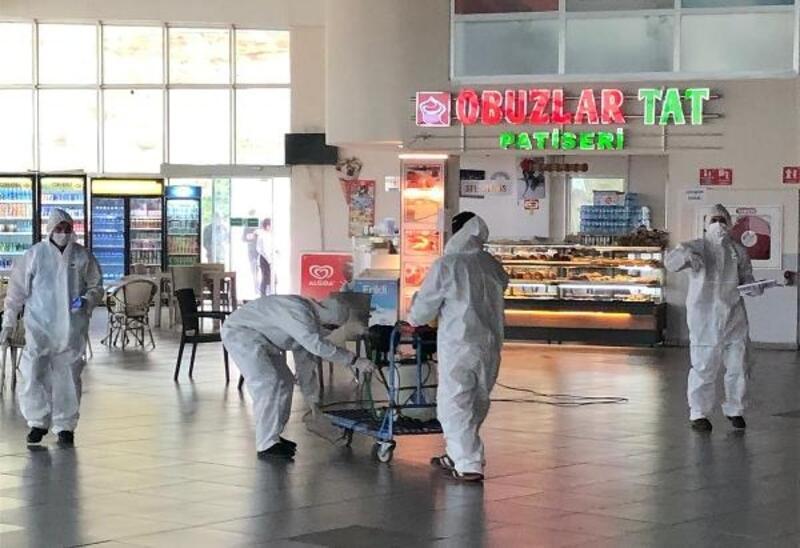 Şehirlerarası otobüs terminali dezenfekte edildi