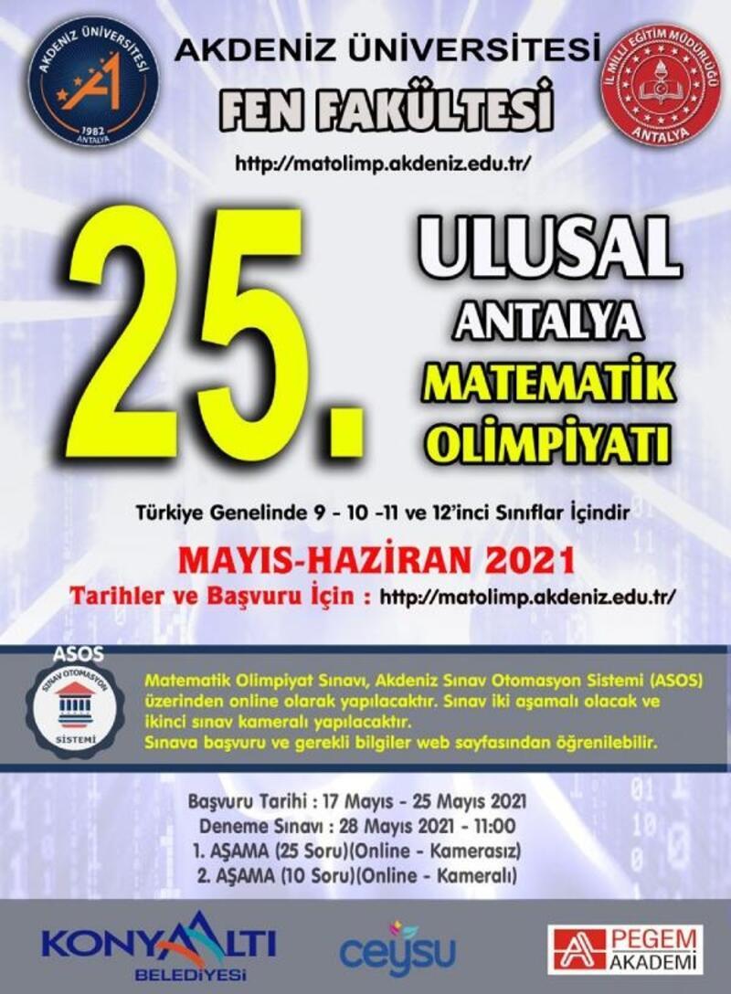 Antalya Matematik Olimpiyatları çevrim içi olacak