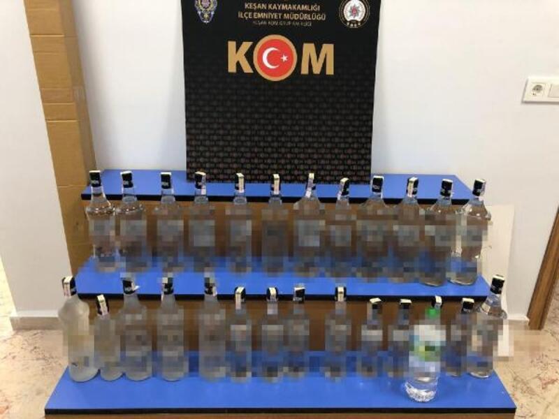 Keşan’da 27 şişe kaçak içki ele geçirildi