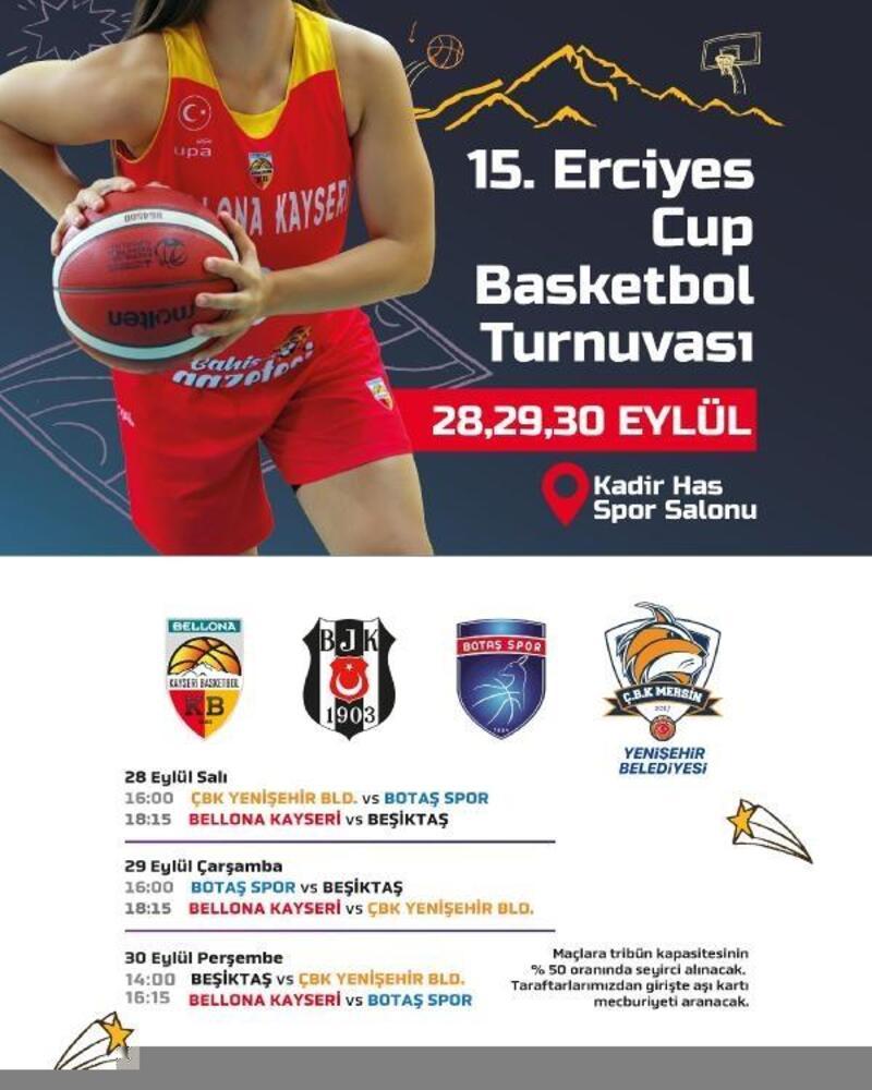 15'inci Erciyes Cup Kadınlar basketbol turnuvası, 28 Eylül'de başlayacak