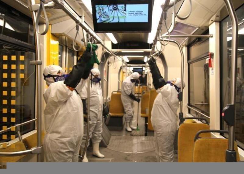 Eskişehir’de tramvaylar koronavirüse karşı dezenfekte ediliyor